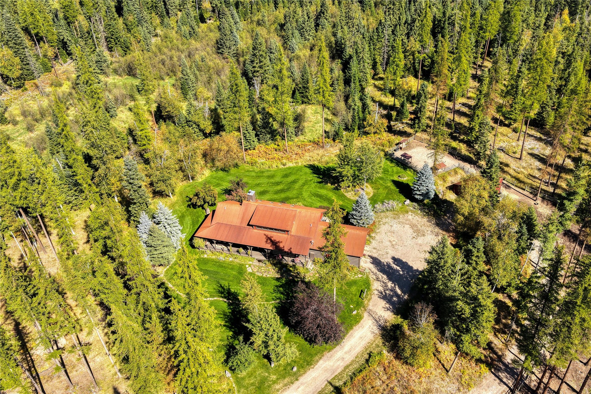 622 Wild Swan Trail, Bigfork, MT 59911 Privately nestled among the trees, the main home features a fenced garden area and beautiful mountain views