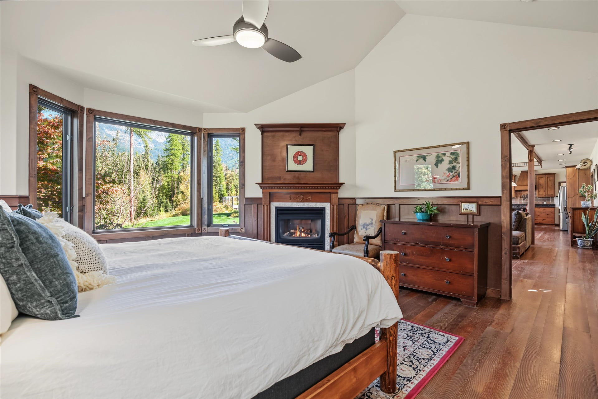 622 Wild Swan Trail, Bigfork, MT 59911 Main level primary bedroom with large windows
