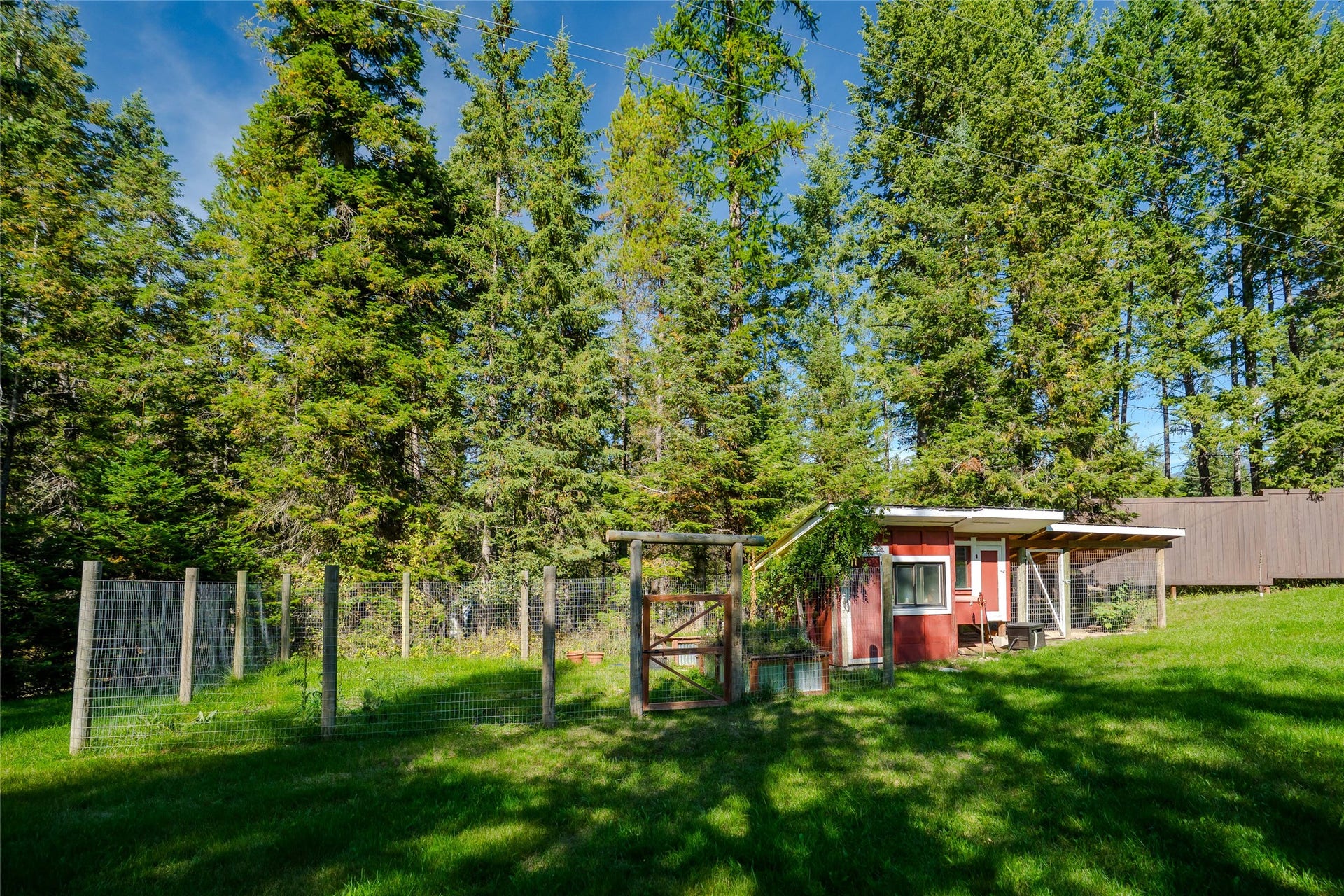 4926 Foothill Road, Bigfork, MT 59911 side yard and chicken coop