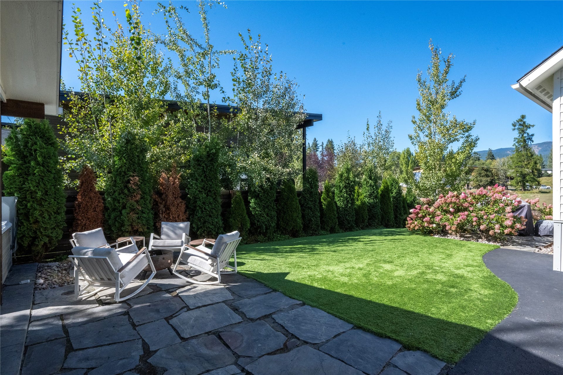 Relax on back patio, views of ski hill