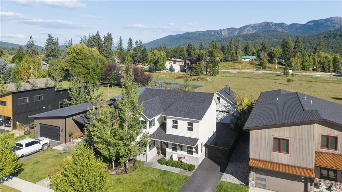 Drone view with Whitefish Ski Mountain in view