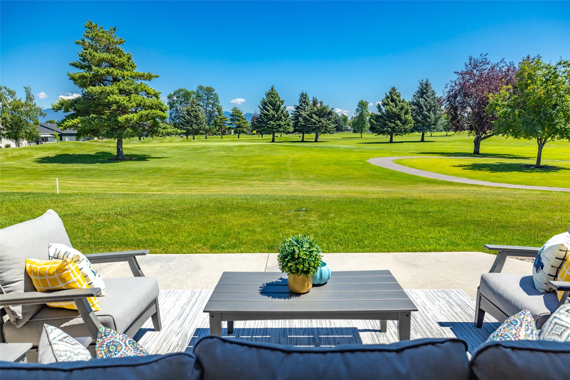 177 Palmer Drive, Kalispell, MT 59901 Patio overlooks the golf course and mountains