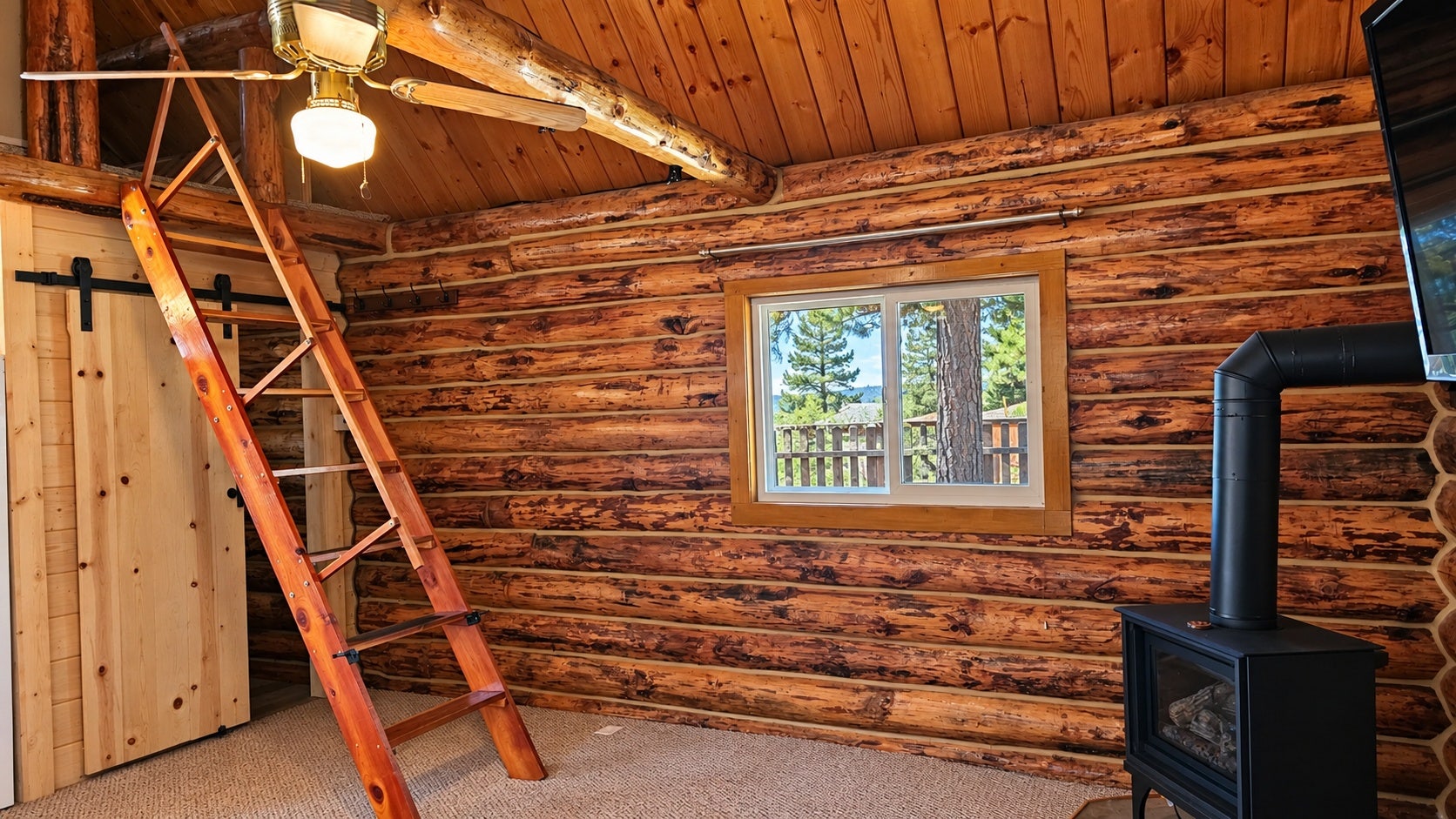 1004 N Second Street, Lincoln, MT 59639 Steps to the loft that hook to ceiling when not in use
