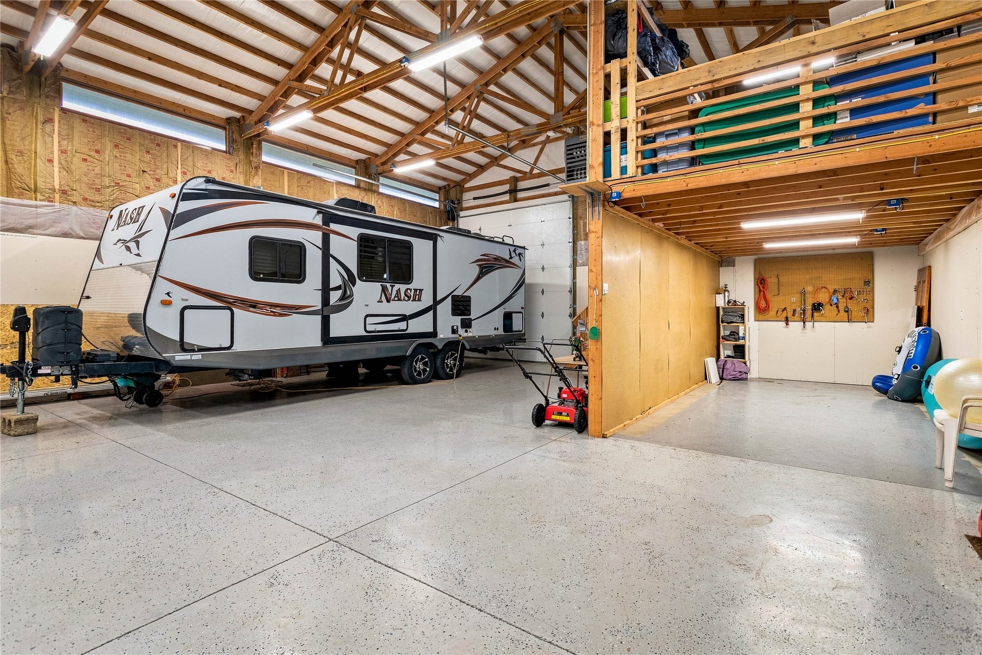 Large shop with three garage doors