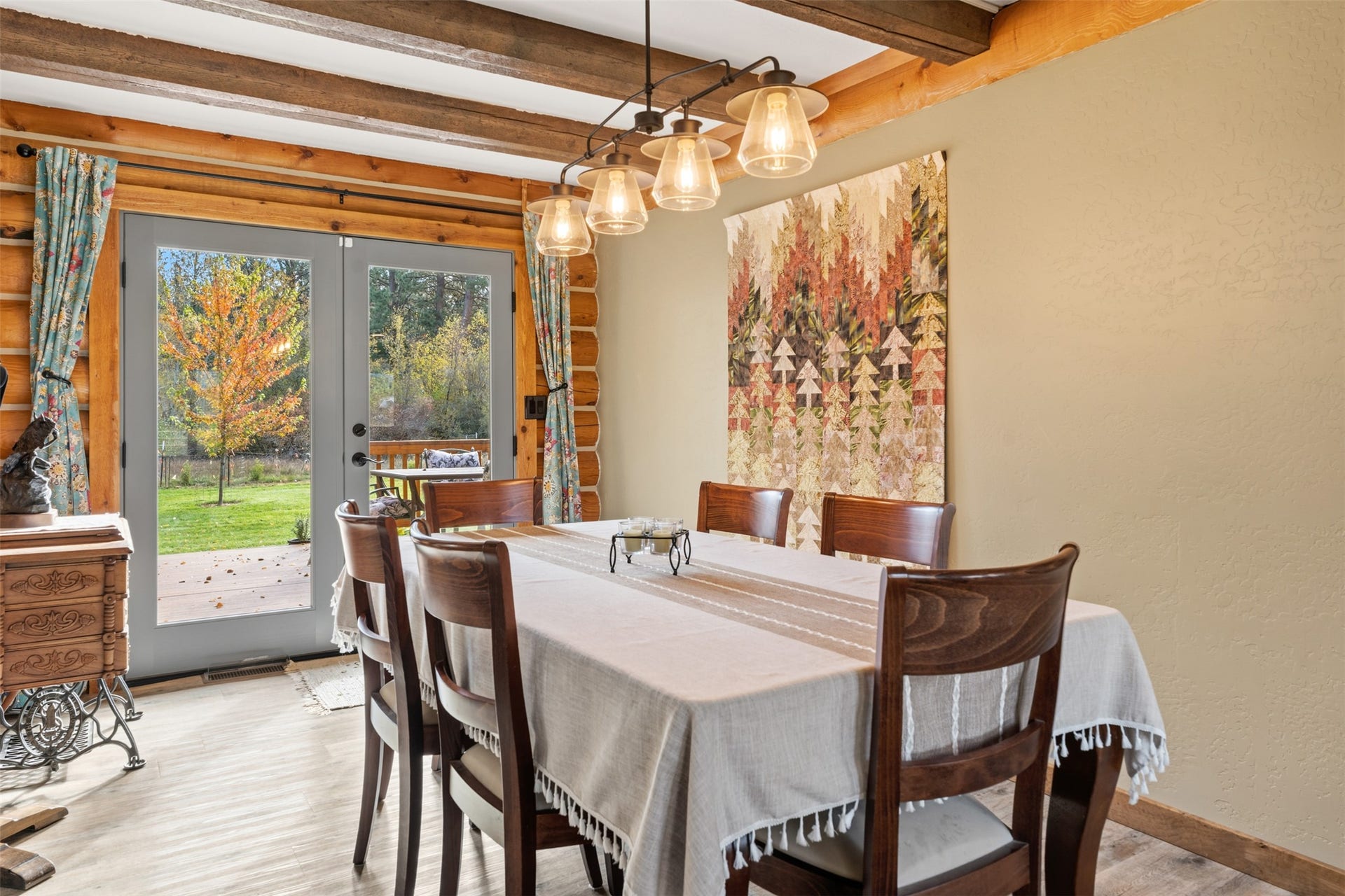 5165 Moores Way, Florence, MT 59833 Main home dining room with double doors to the back deck