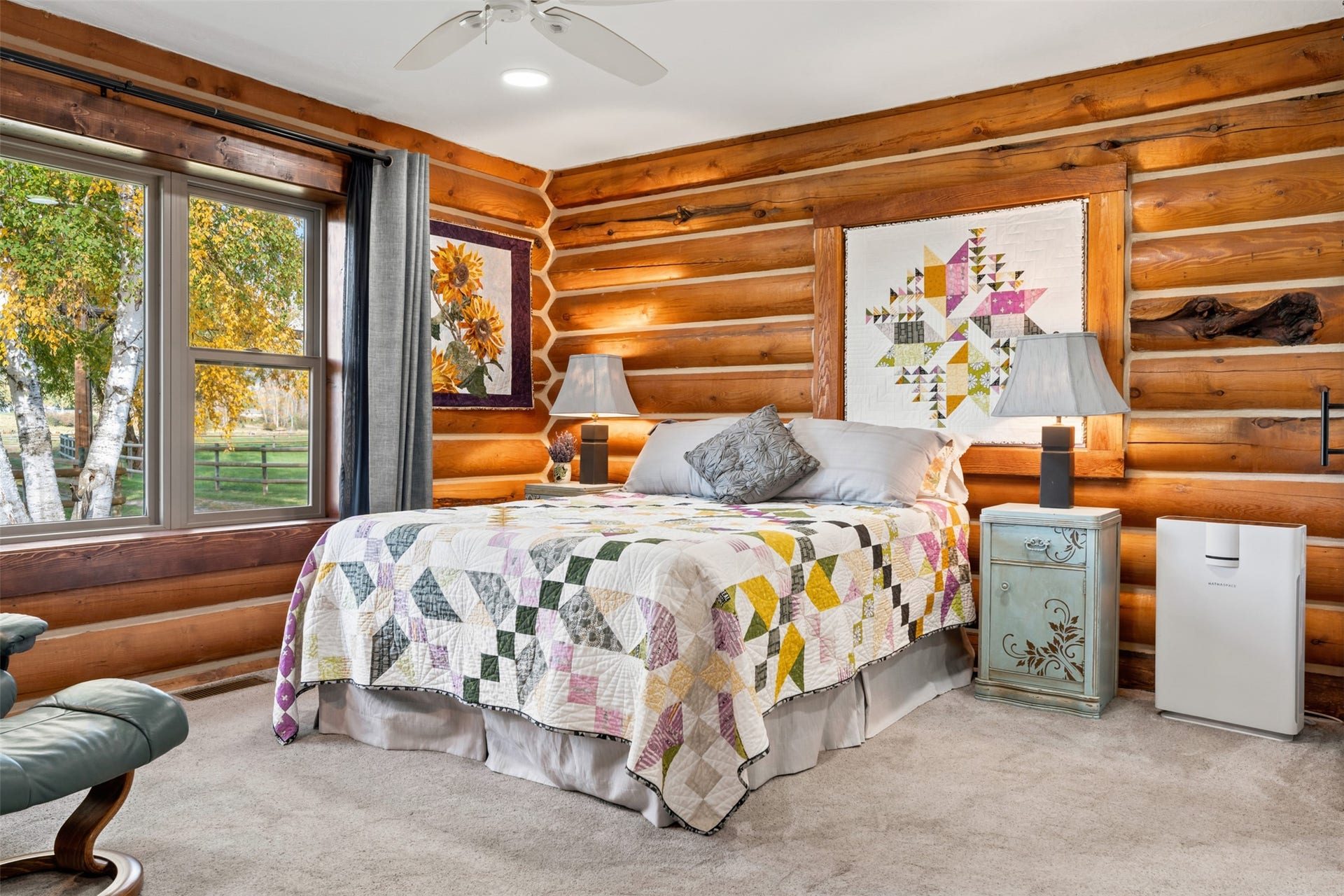 5165 Moores Way, Florence, MT 59833 Main home primary bedroom on the main level with carpet