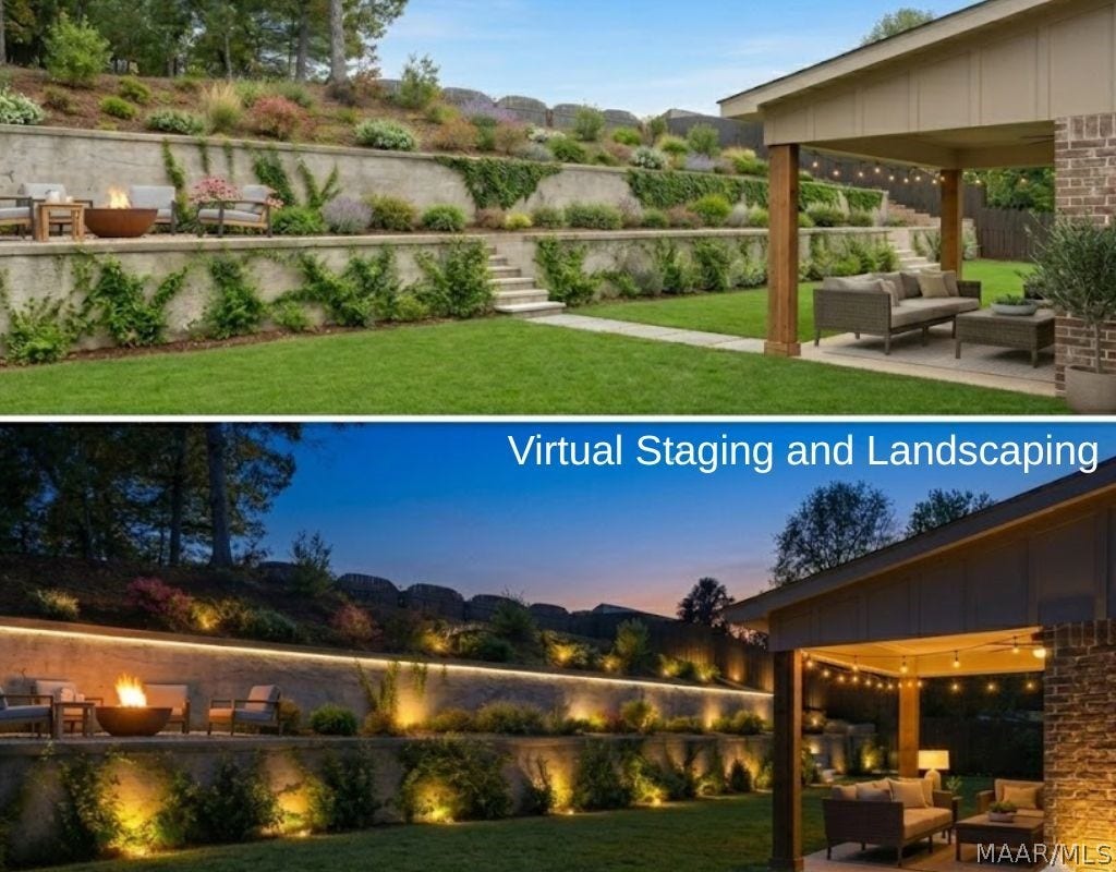 Back yard with virtual staging