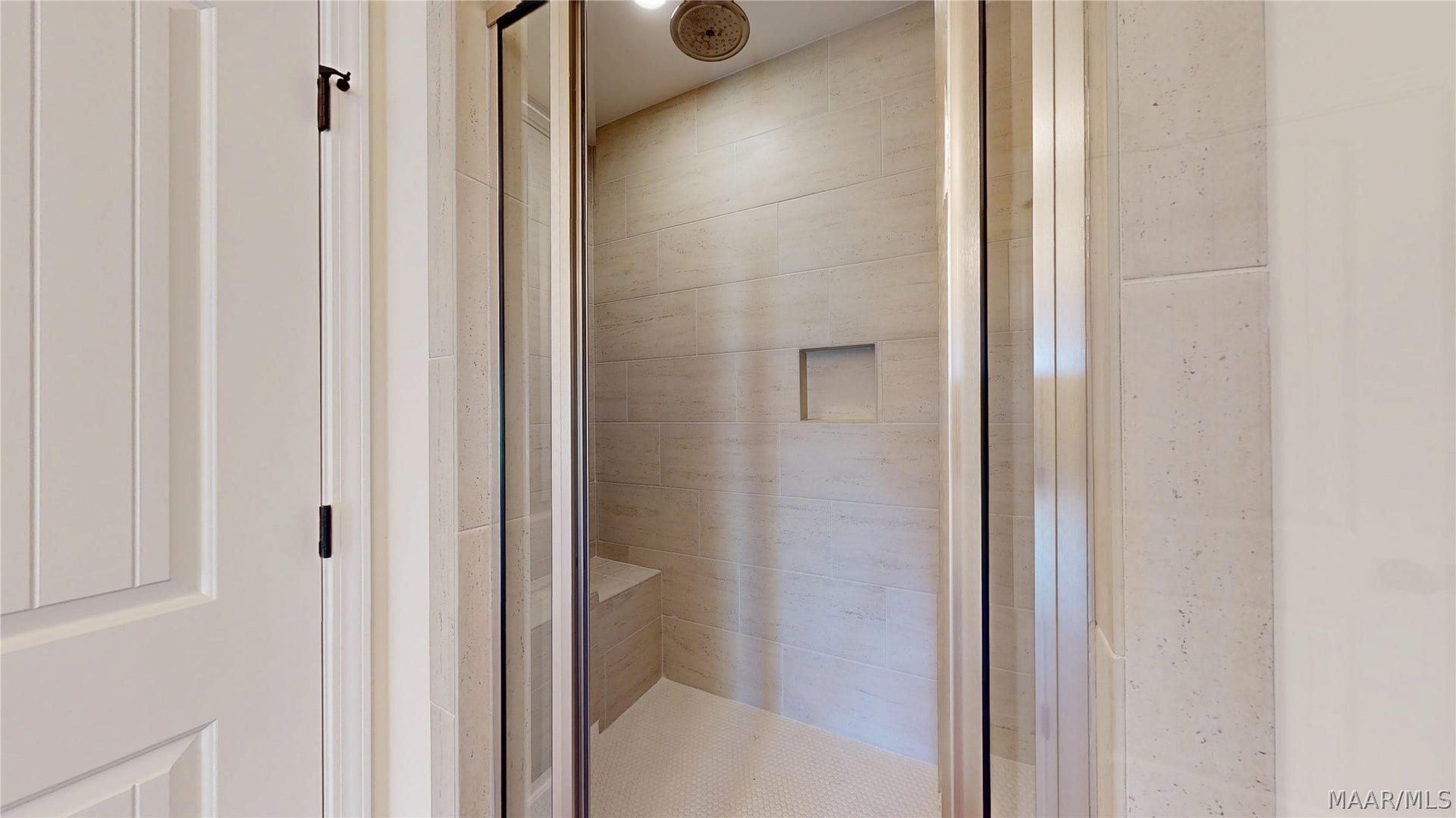 Beautiful Tile Shower with Rain Head Shower Head