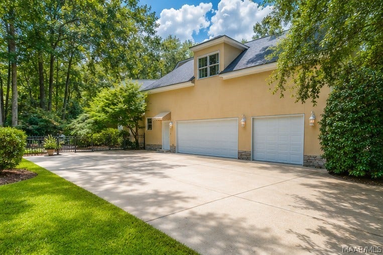 Oversized three-car garage