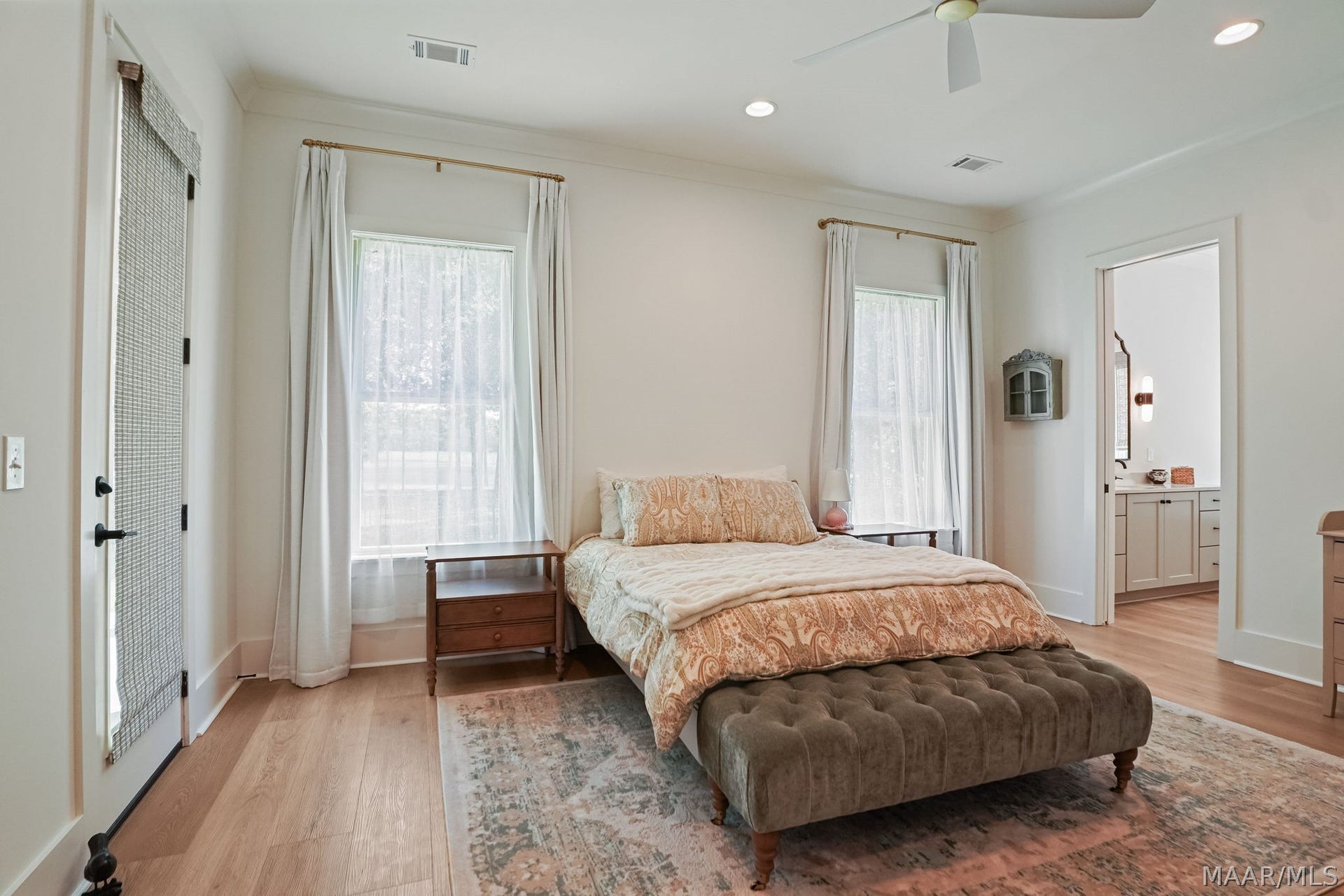 581 King's Meadow Street, Pike Road, AL 36064 Primary bedroom (3rd bedroom). The door on the left leads to the patio.