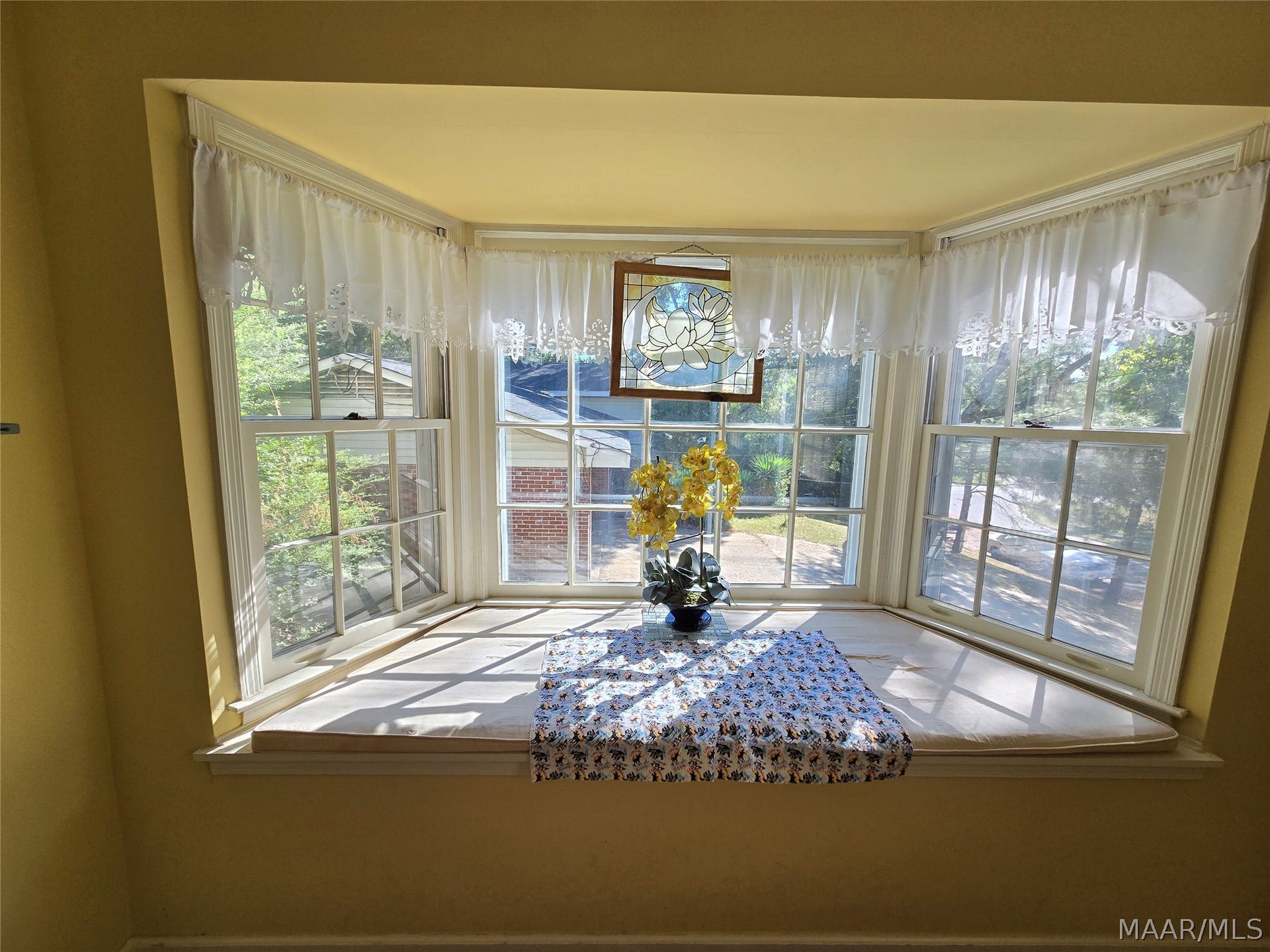 Bay window in living room is great for reading