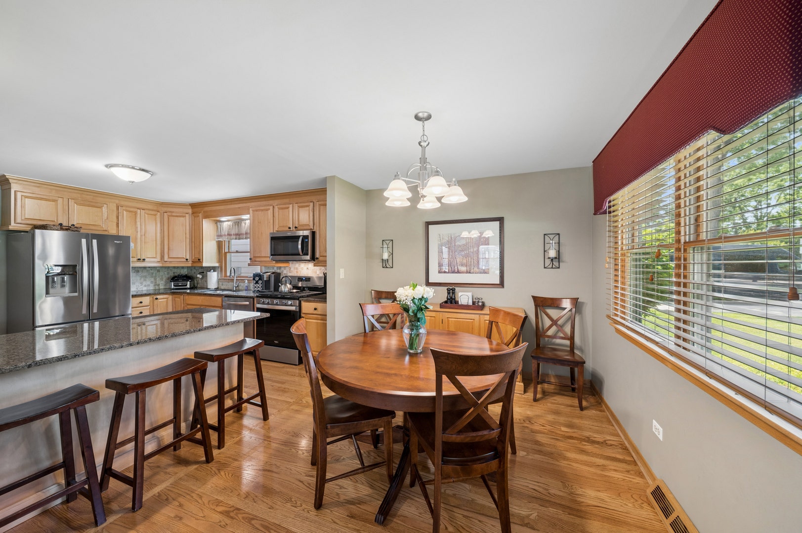 4405 Prospect Avenue, Downers Grove, IL 60515 HW Floors with chandler over table. Great view of