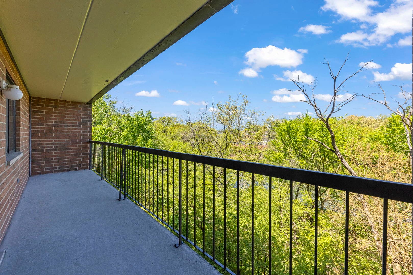 Huge patio with stair access.