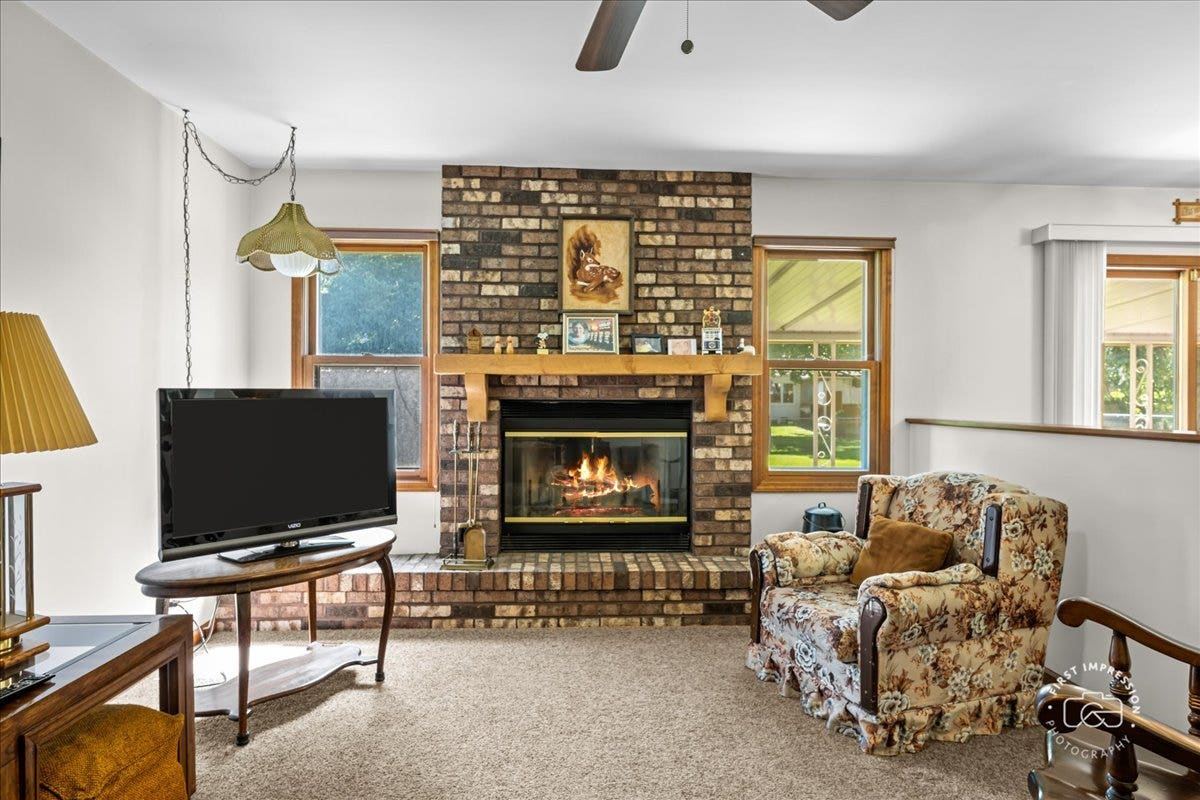 13 N Weston Avenue, Elgin, IL 60123 WOOD BURNING FLOOR TO CEILING BRICK FIREPLACE