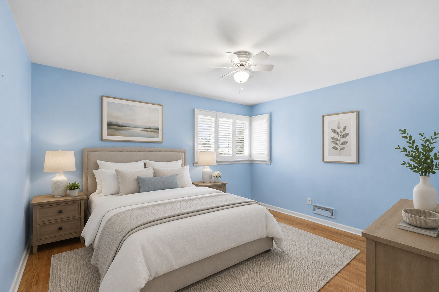 Virtually staged master bedroom