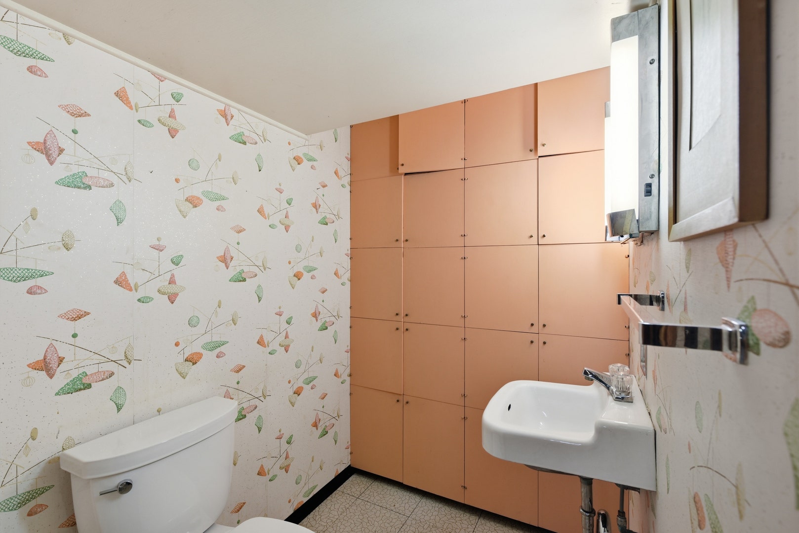 A half bath in a basement.