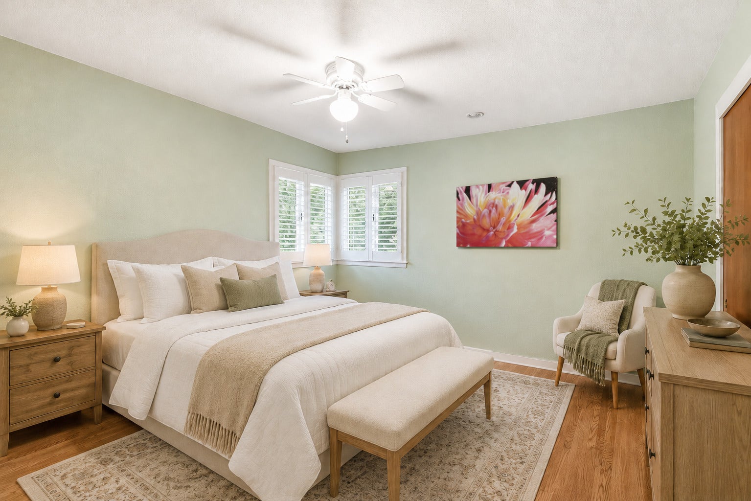 Virtually staged 2nd bedroom