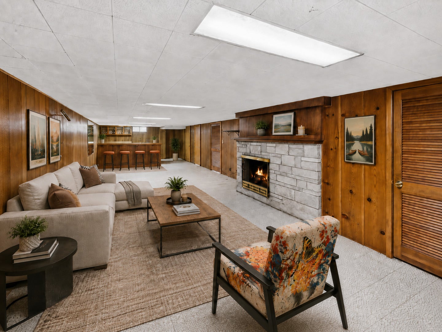 Virtually staged basement