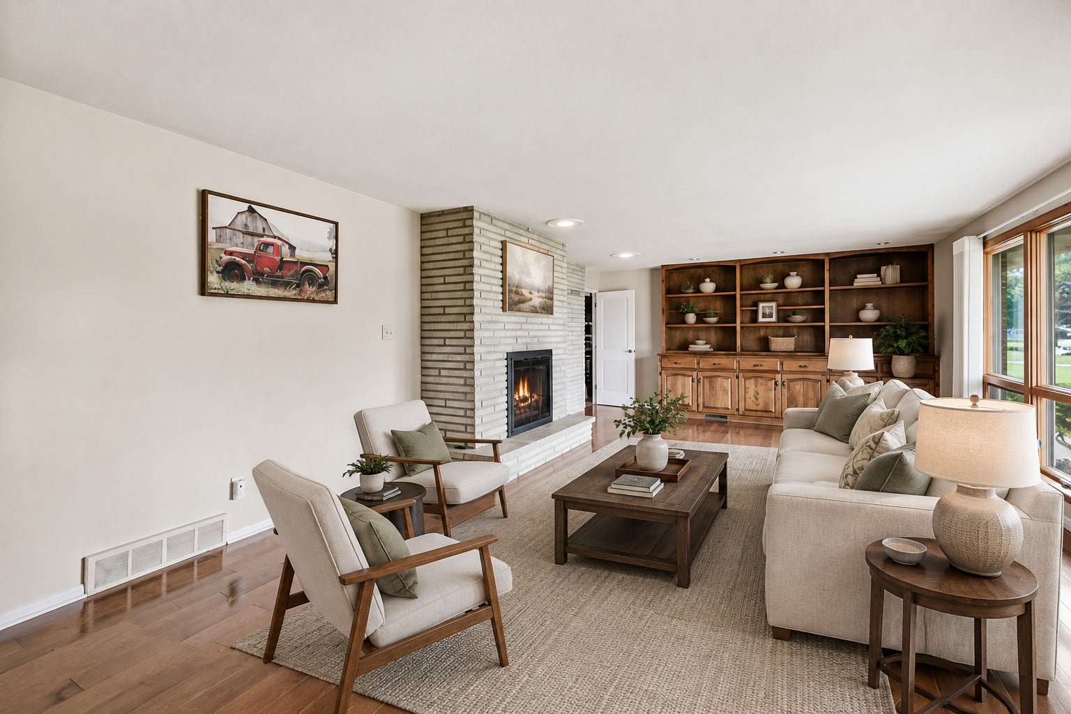 Virtually staged living room