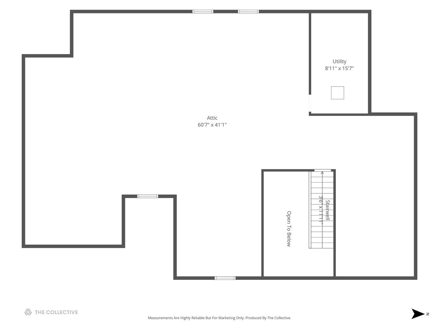 6270 S Garfield Avenue, Burr Ridge, IL 60527 Unfinished Third Floor
