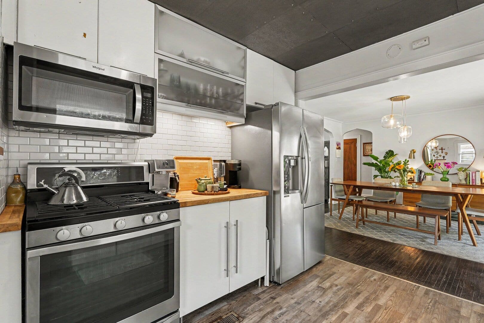 1009 John Street, Joliet, IL 60435 Stainless appliances in kitchen 2020 and butcher b