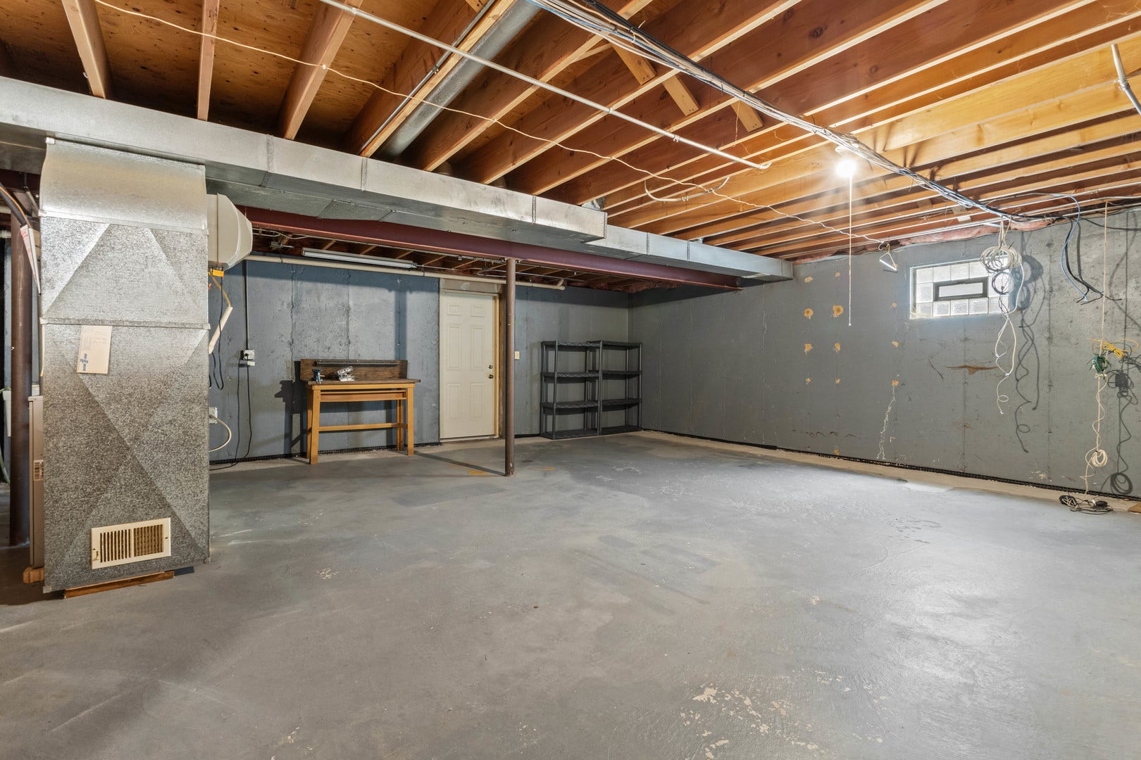 This unfinished space in the basement offers loads