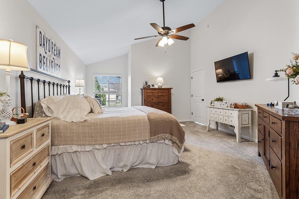 The primary bedroom has additional space perfect f
