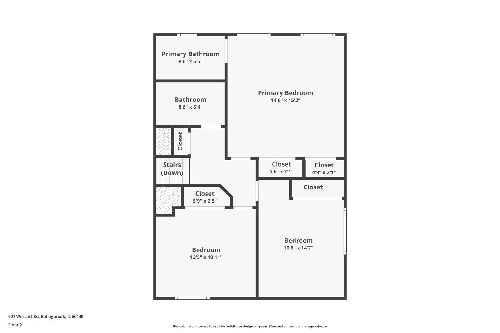 907 Wescott Road, Bolingbrook, IL 60440 Floor Plan - Upper Level