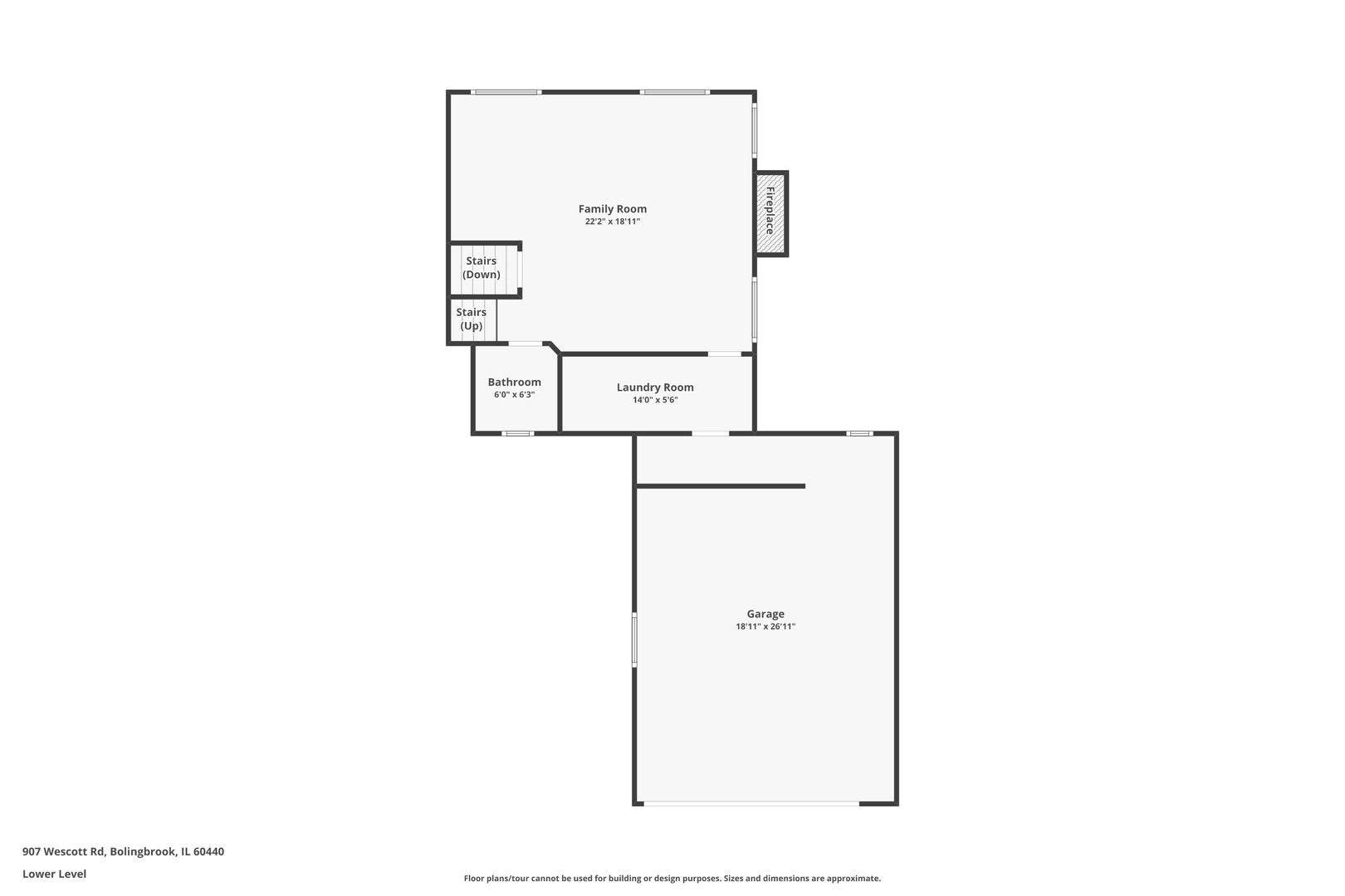 907 Wescott Road, Bolingbrook, IL 60440 Floor Plan - Lower Level