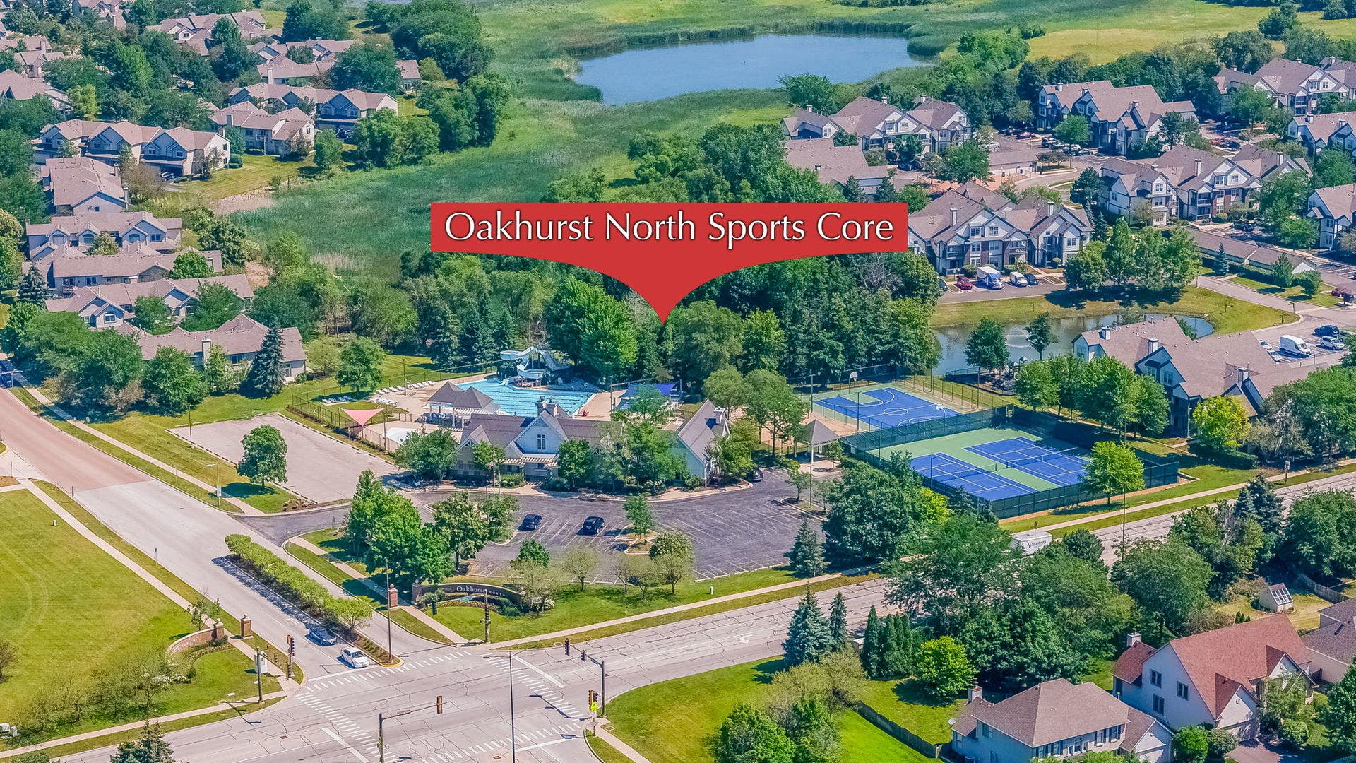 417 Saratoga Drive, Aurora, IL 60502 Overhead of the Sportcore clubhouse and facilities