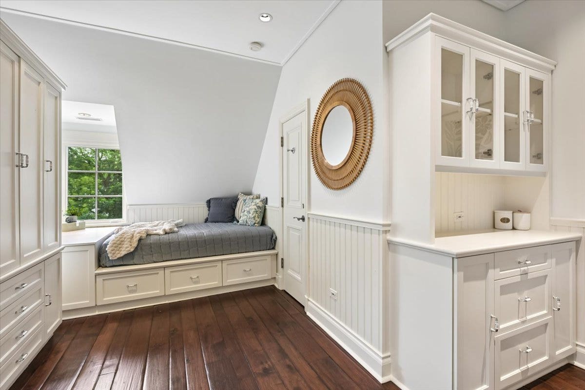 The 3rd floor boasts a built-in bed.
