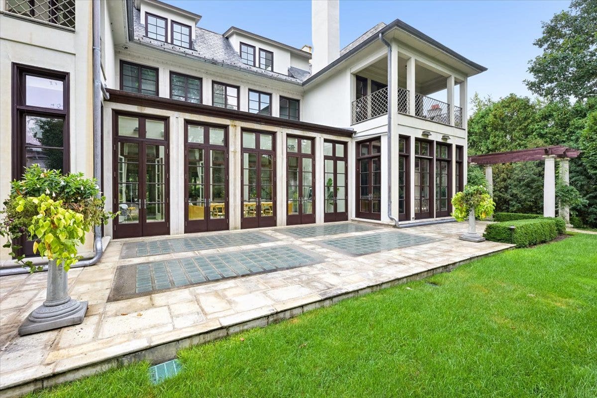 Stunning backyard view of the home.