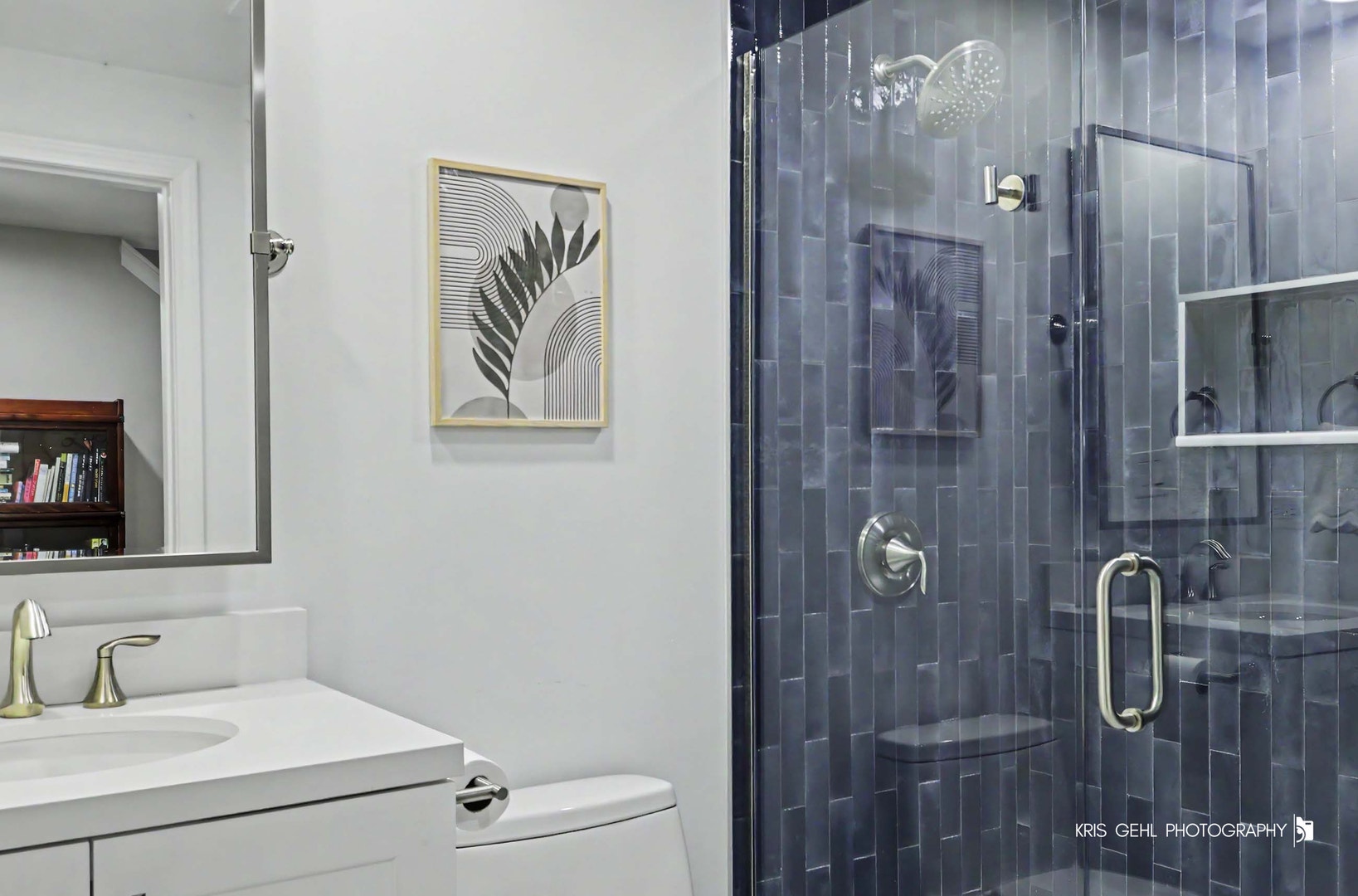 Full bathroom remodeled in the walk out basement