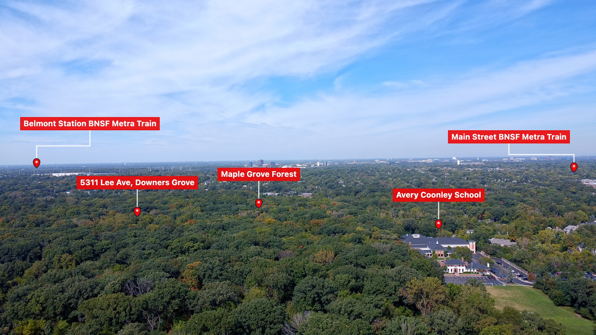 View of area amenities from above