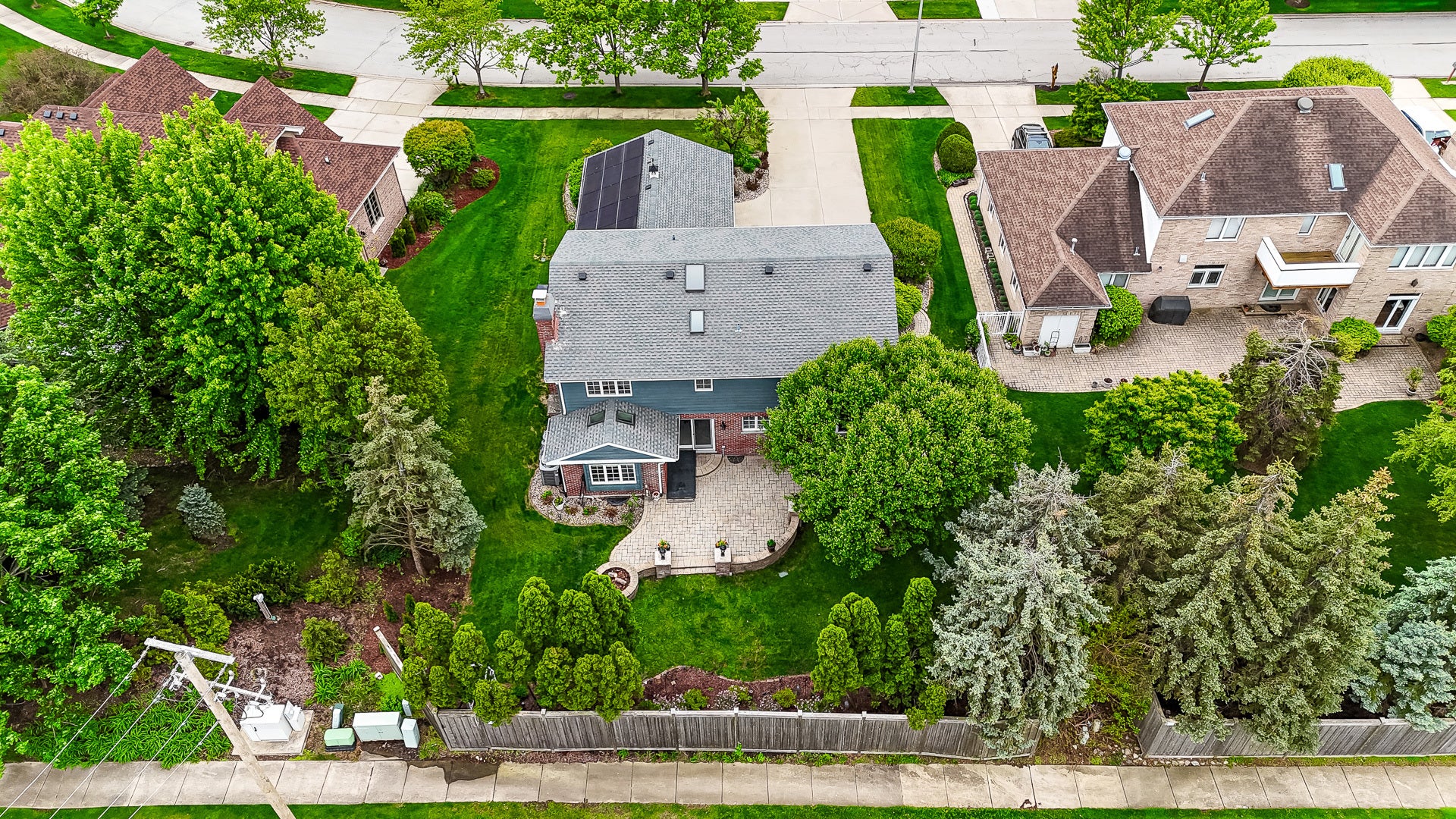 10700 Churchill Drive, Orland Park, IL 60467 Overhead view showing solar panels on garage