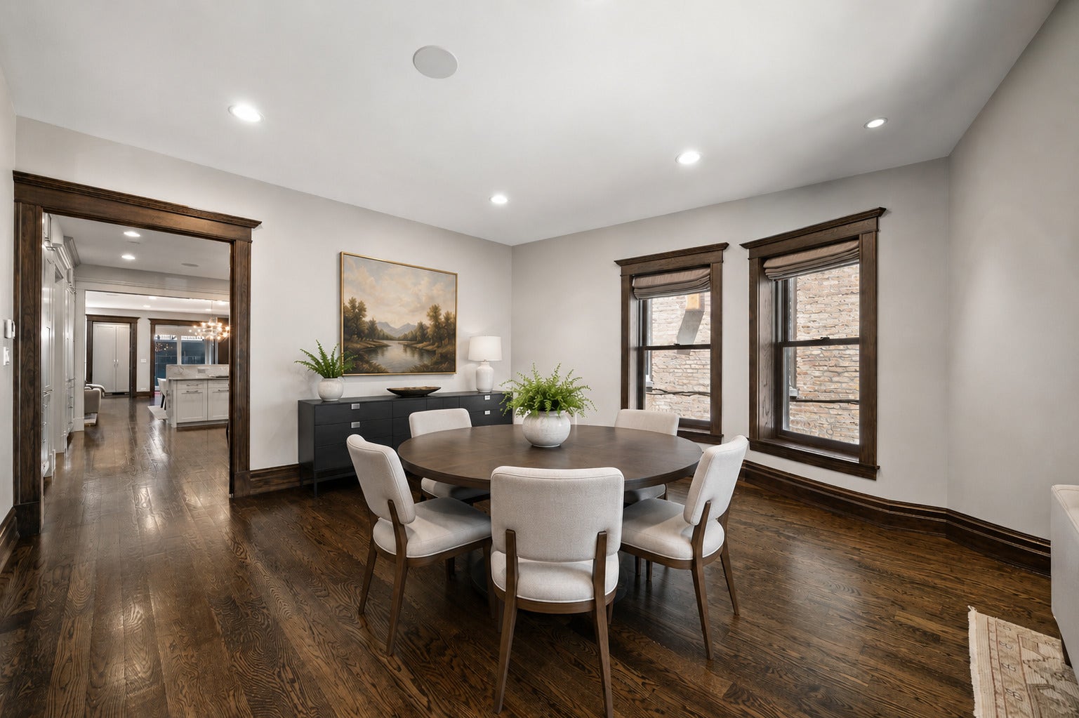 Wall art and dining area furniture virtually stage