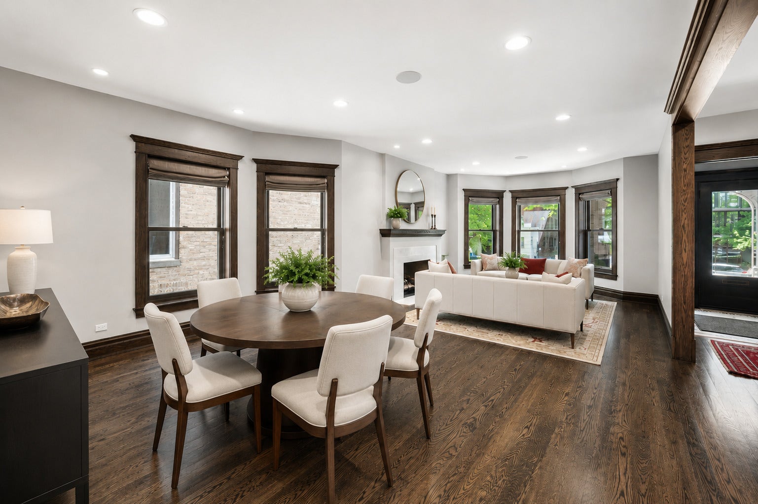 Wall art and dining area furniture virtually stage