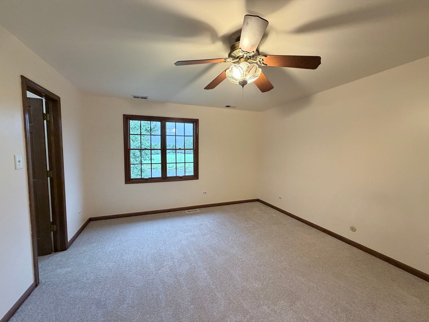 Large walk in closet & door to bath