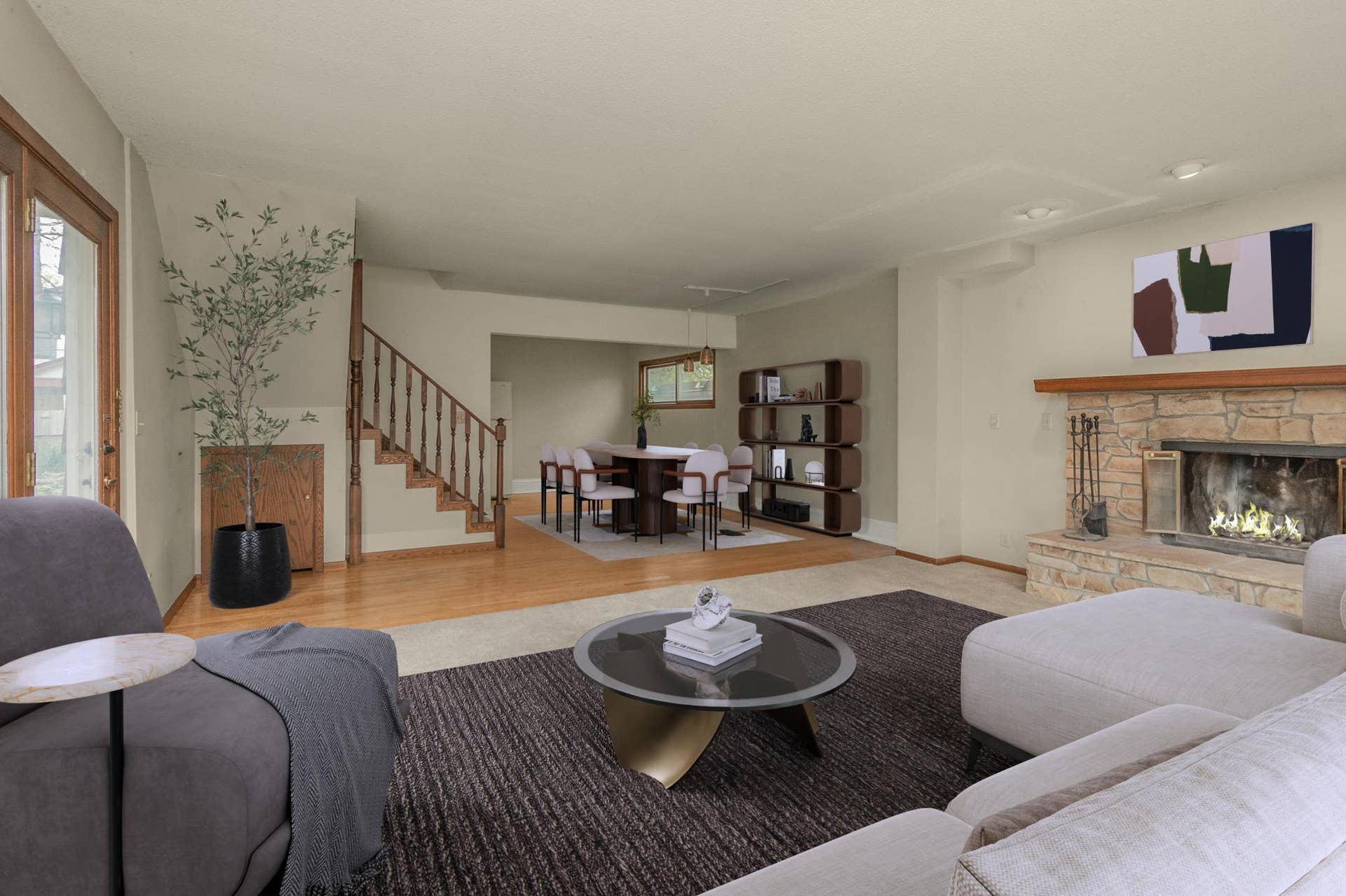 Living room virtually staged.