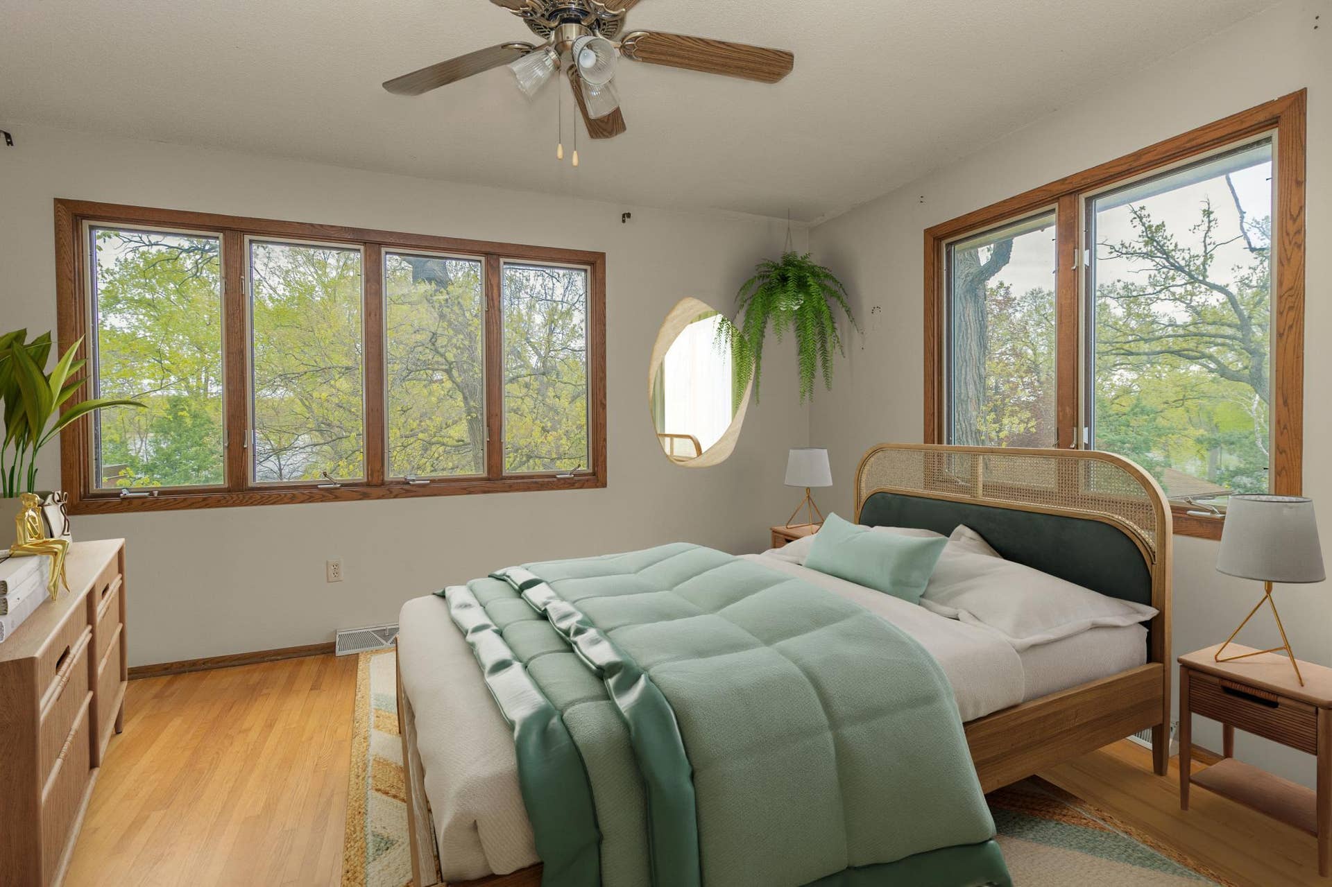 Lakeside bedroom virtually staged..