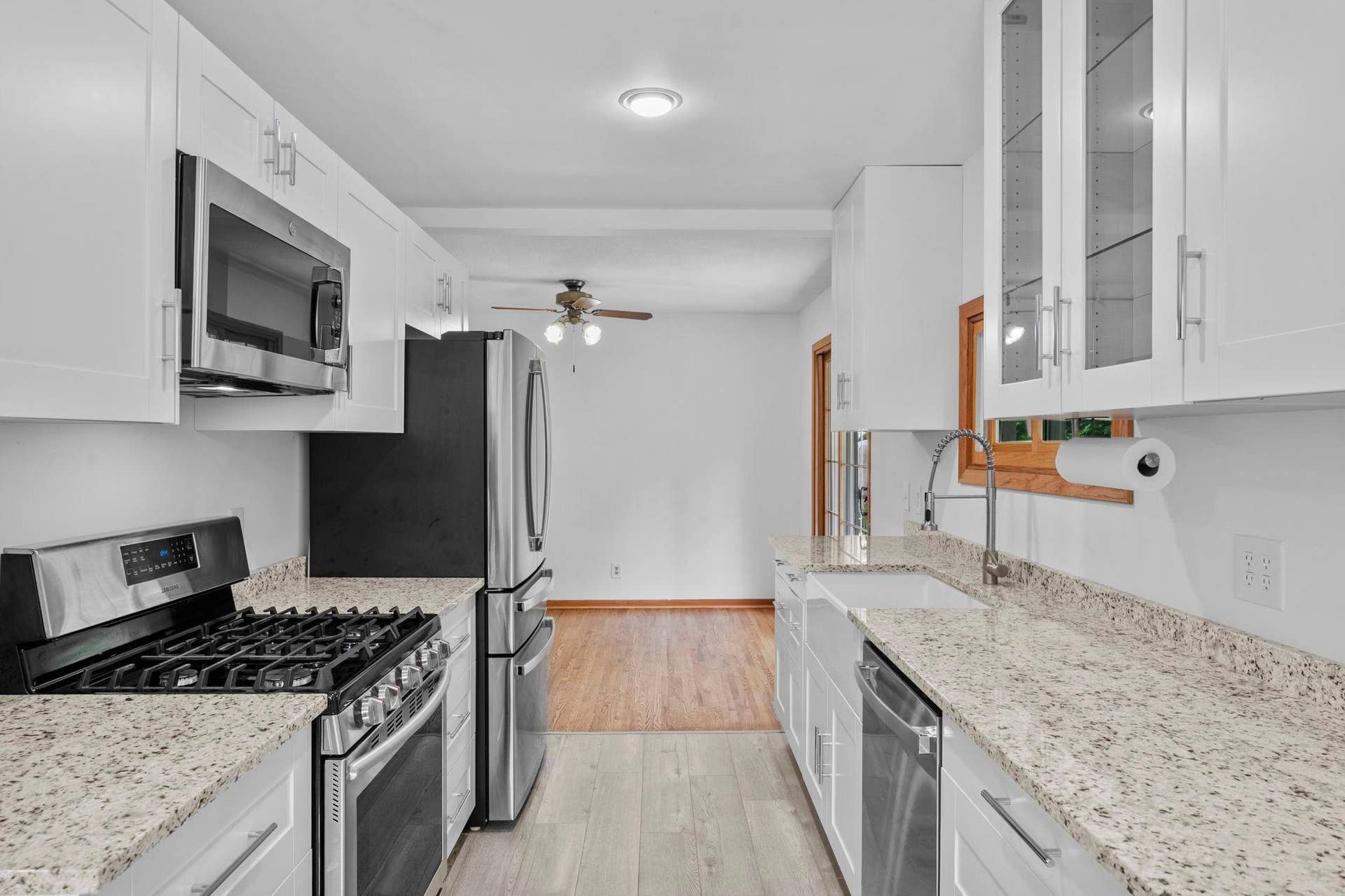 The Kitchen is open to the Dining Room