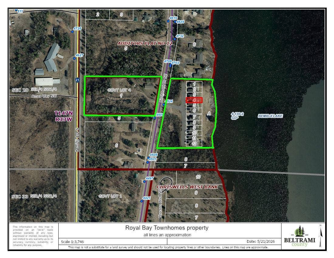 4524 Birchmont Drive NE, #4, Bemidji, MN 56601 Royal Bay Townhomes property map.jpg