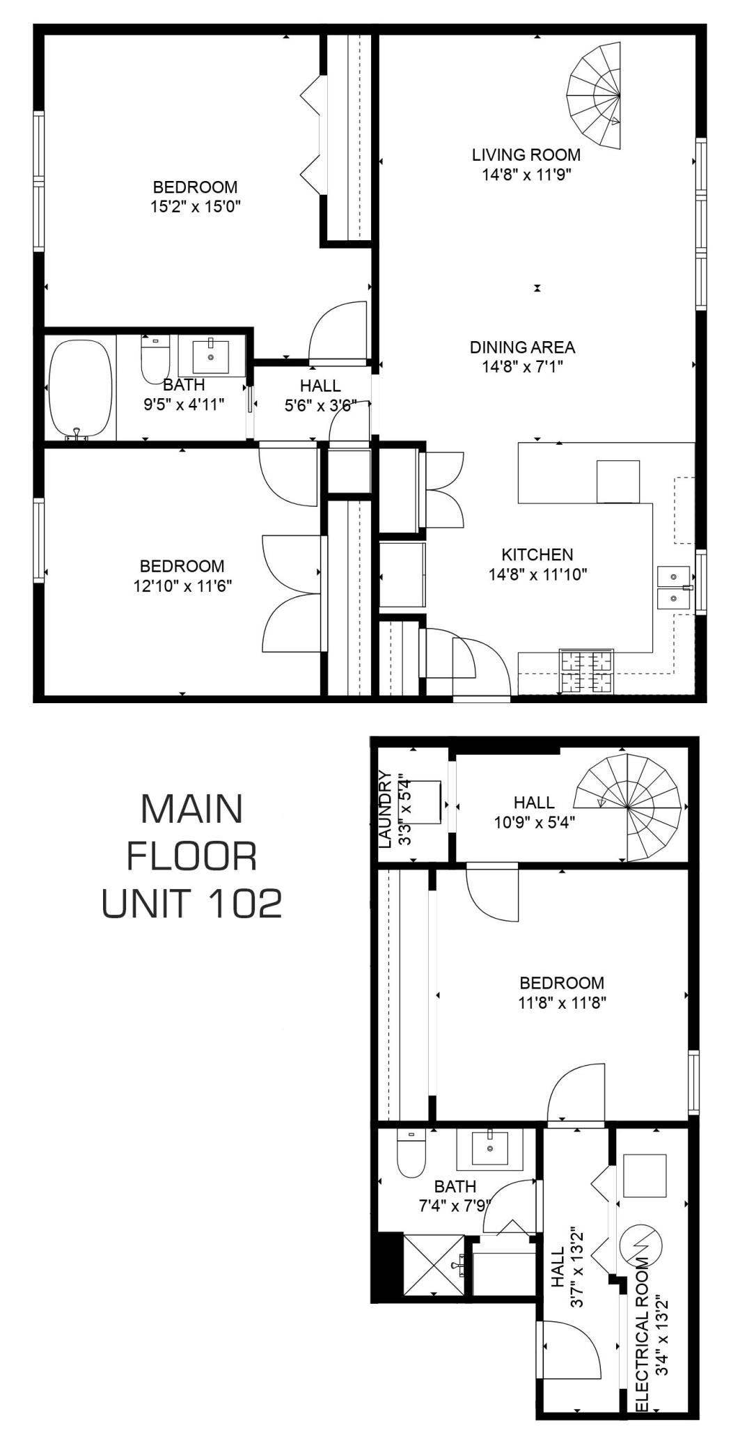3514 Grand Avenue S, 48, Minneapolis, MN 55408 Floorplan 102 - 3 BED