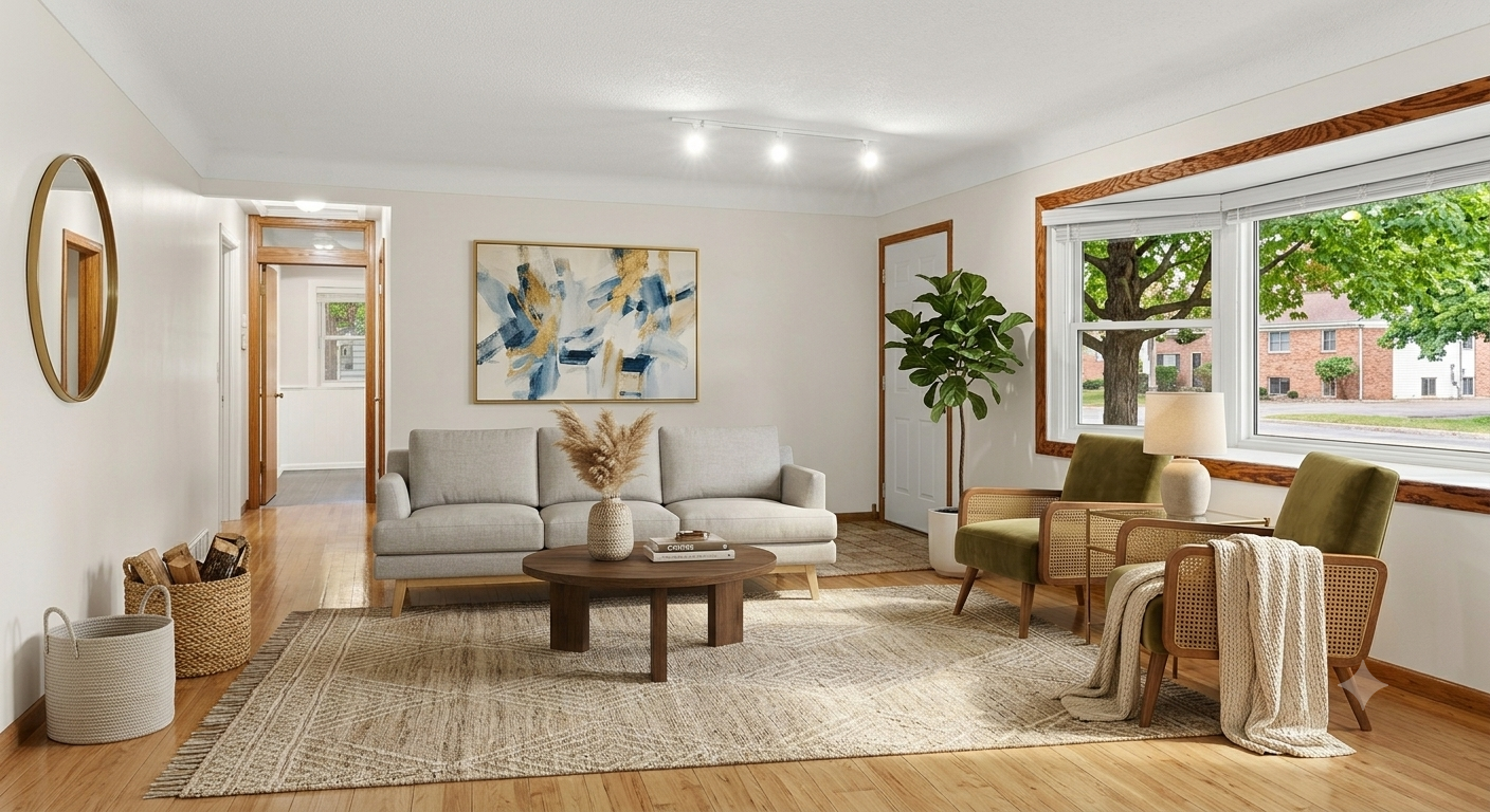 Virtually stage living room