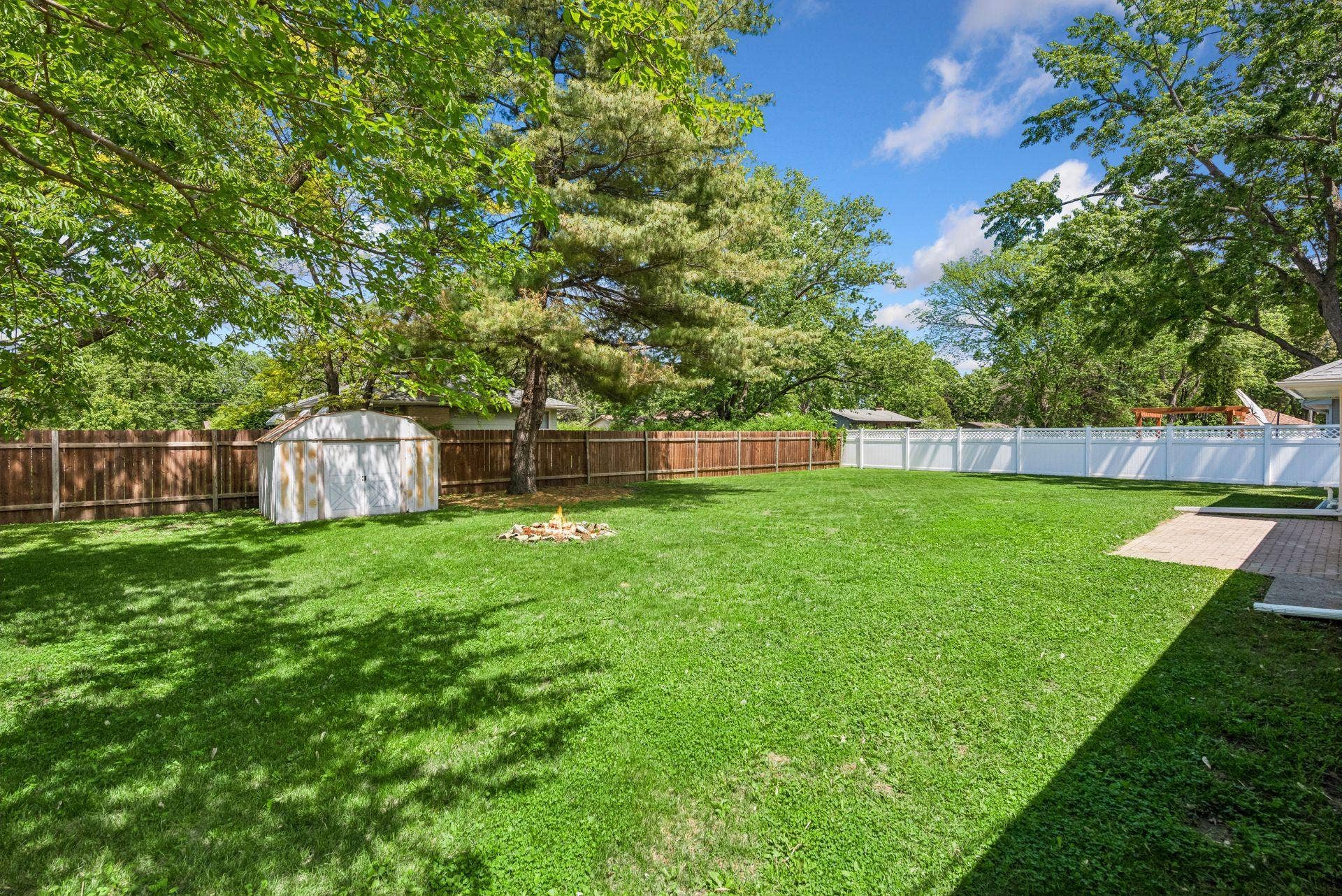 Partially fenced back yard