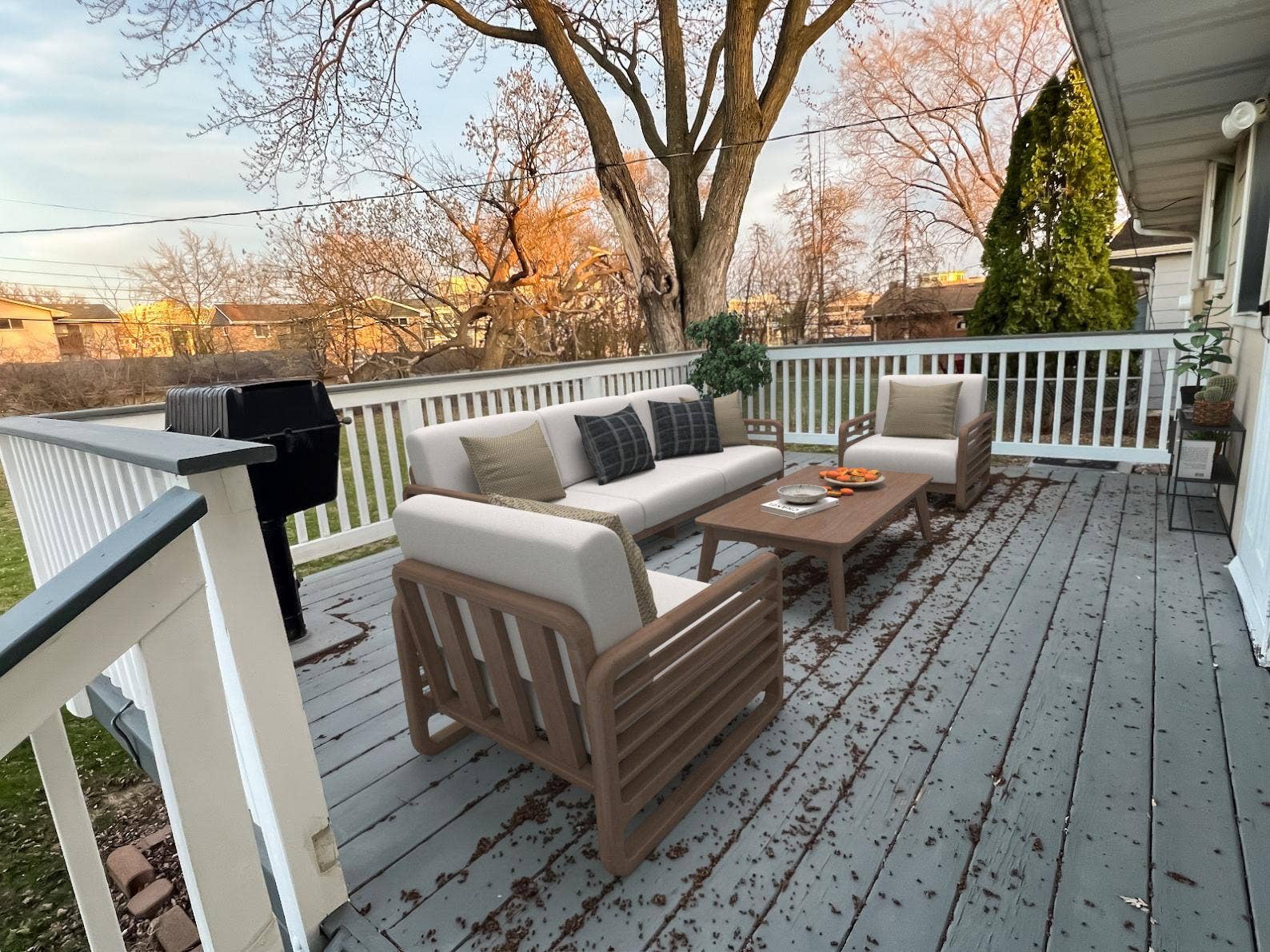 6325 Halifax Avenue S, Edina, MN 55424 Deck / Outdoor Space Virtually Staged Outdoor deck shown with virtual furniture and dcor for illustrative purposes only.