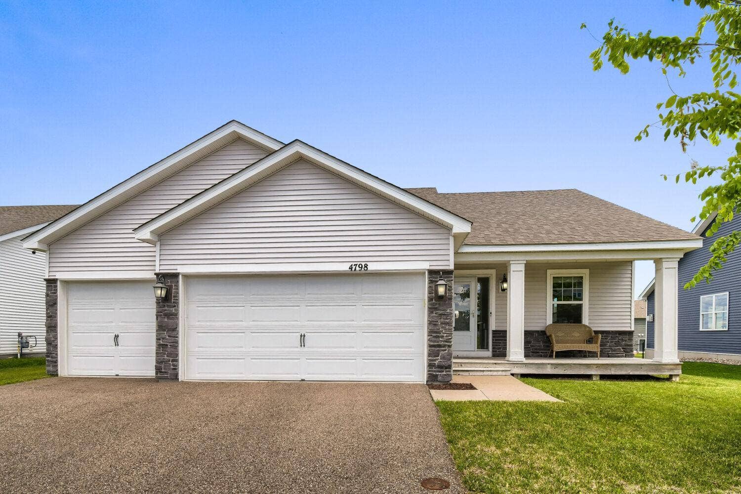 Three car attached garage.