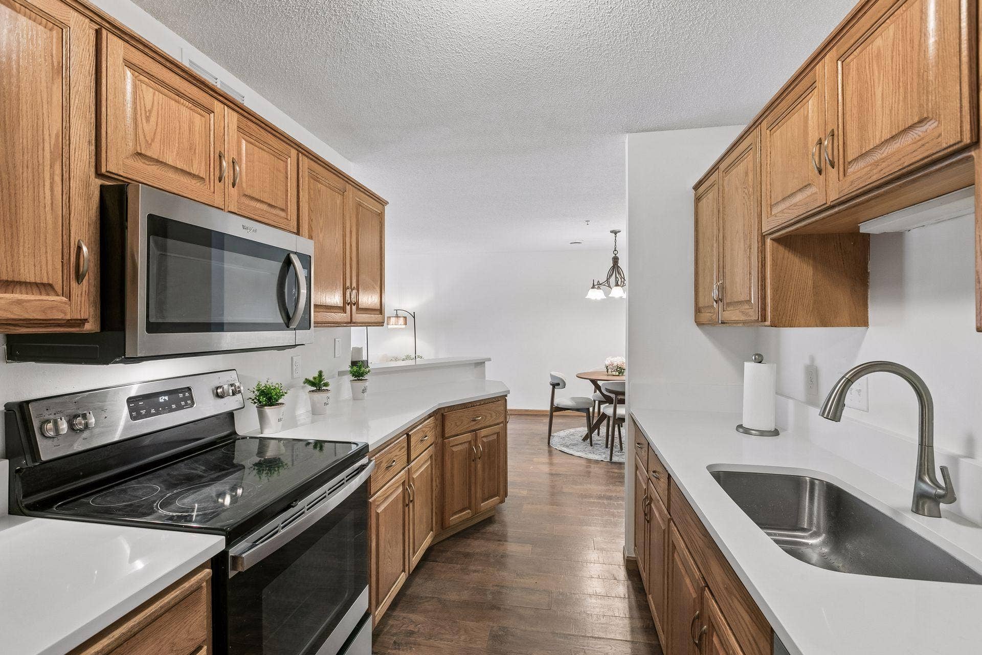 Newer stainless steel appliances.