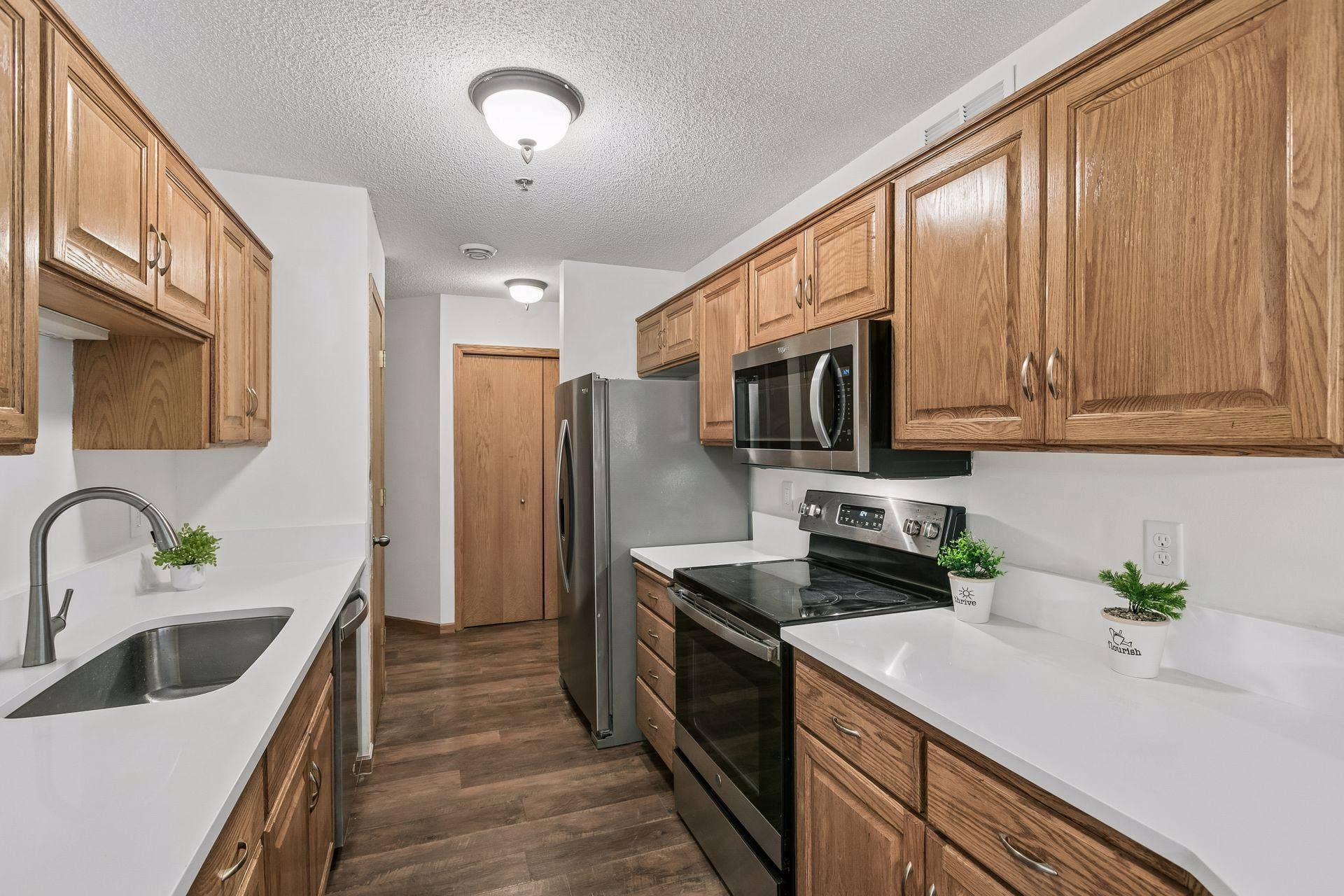 Tons of cabinets for storage.
