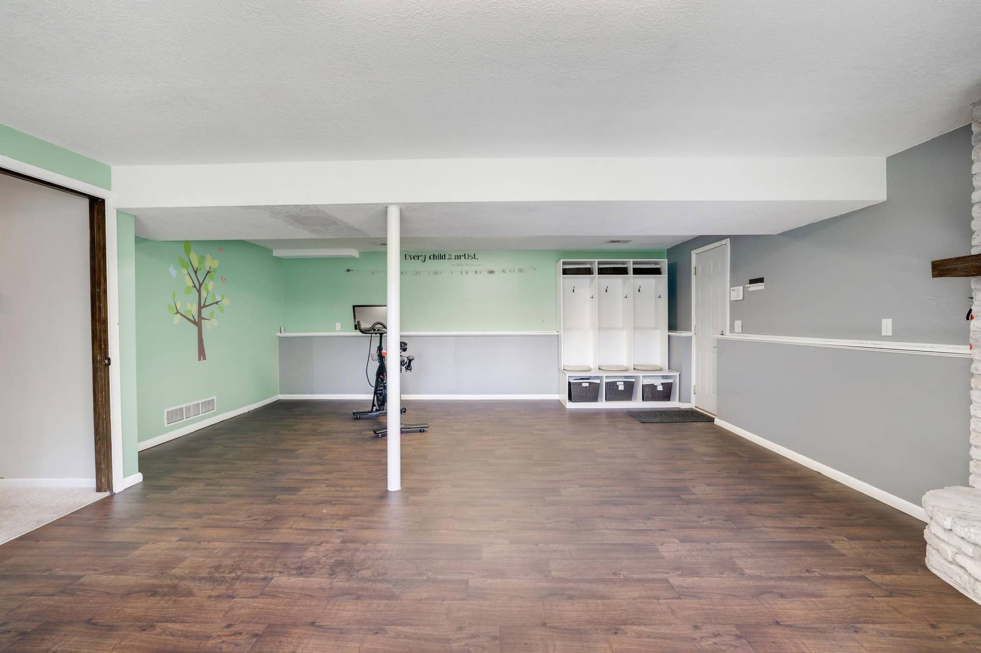 2741 Xylon Avenue N, New Hope, MN 55427 Lower Level Family Room - mudroom like entry from garage door convenient to store bags & shoes!